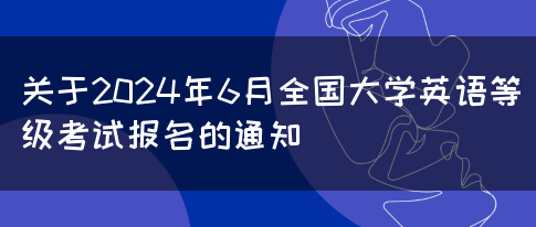 关于2024年6月全国大学英语等级考试报名的通知(图1)